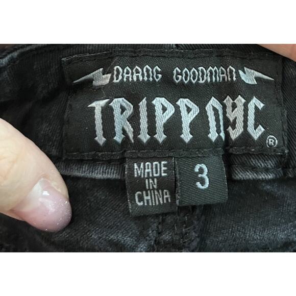 Tripp NYC Daang Goodman Y2K Vtg Black Side Grommets Skinny Women's Pants Size 3 - Picture 5 of 6